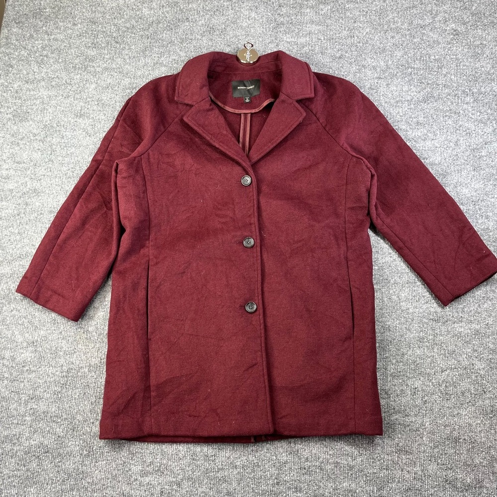 Banana Republic Wool Coat Women's Burgundy Classic Jacket Academia Preppy Medium